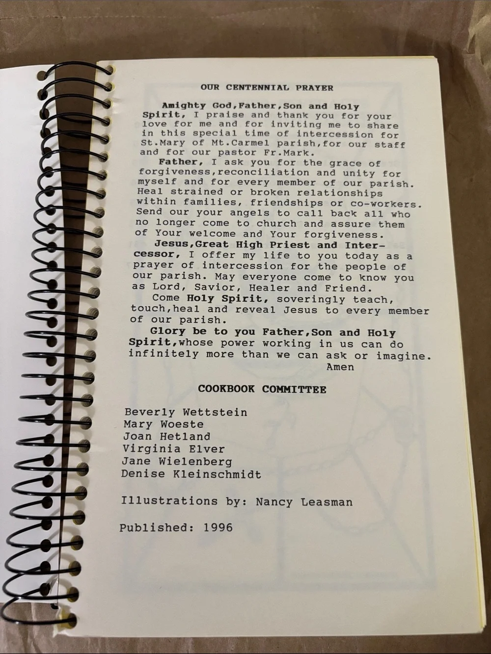 St. Mary of Mt. Carmel Centennial Cookbook - Gold Soft Covers 1896-1996